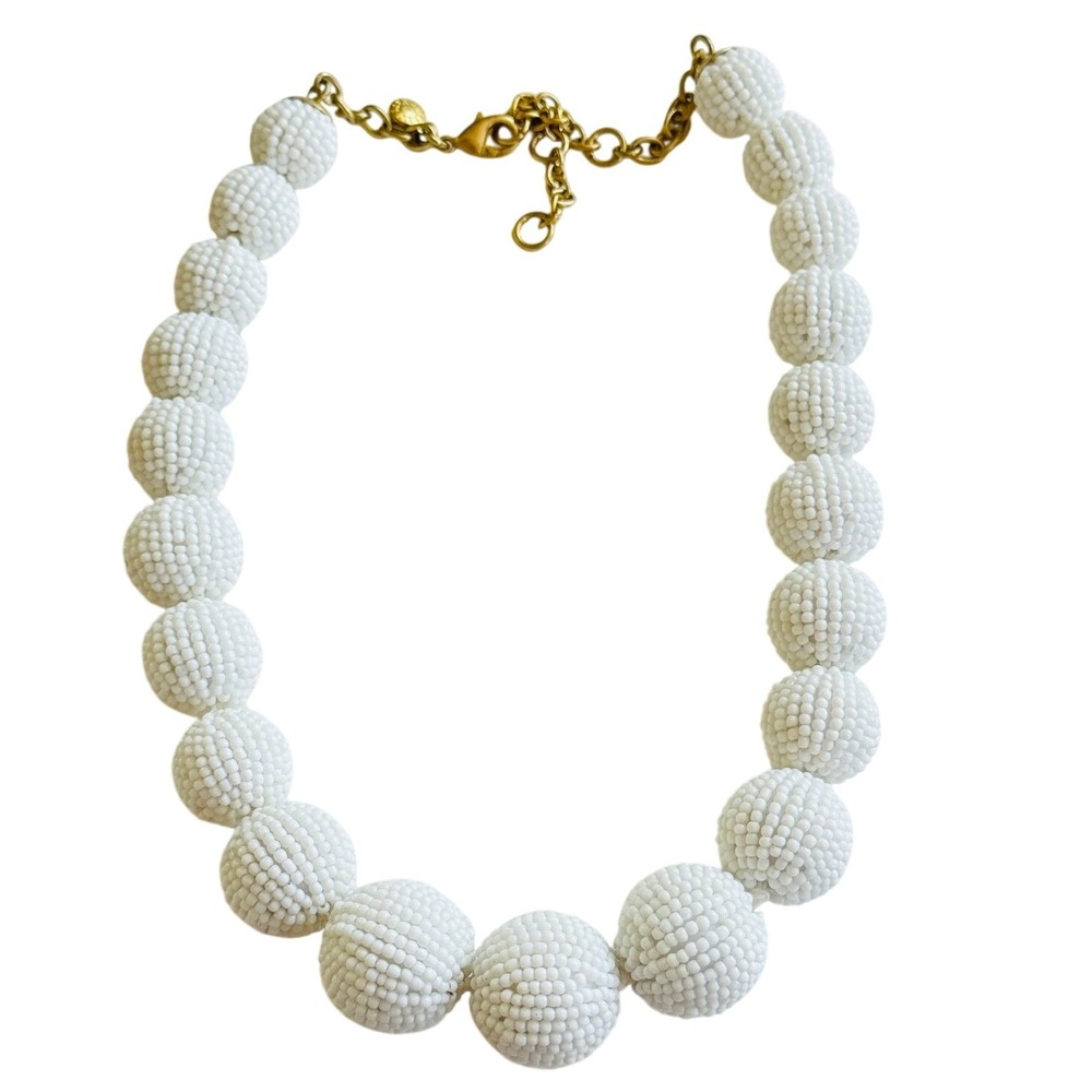 J.Crew Collar Designer Necklace Statement white Graduated Collar Beaded Couture